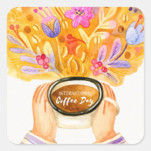 International Coffee Day Square Sticker