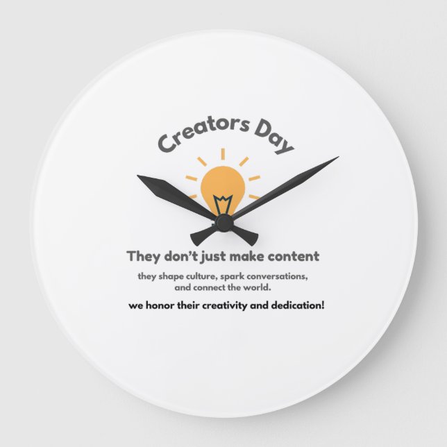 International Creator Day | Celebrate Creativity & Large Clock (Front)