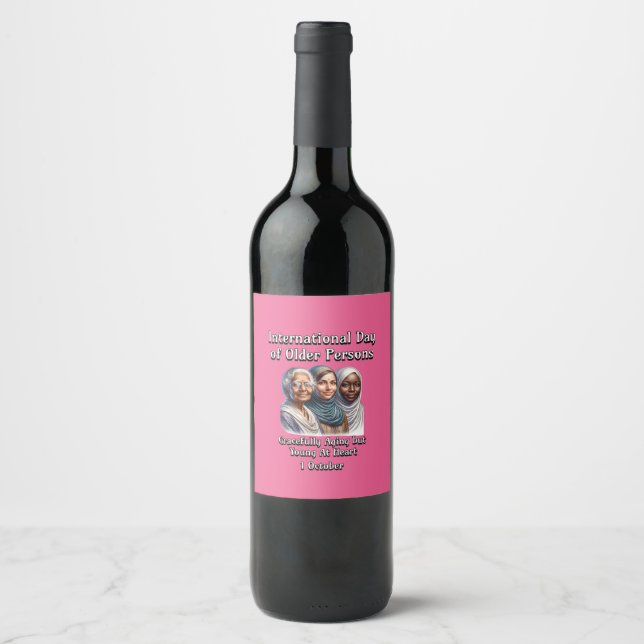 International Day of Older Persons. 1 October  Wine Label (Front)