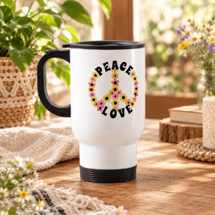 International Day of Peace Love Flower Travel Mug