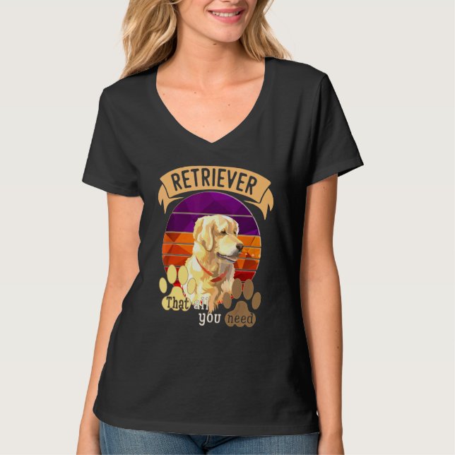 International Dog Day With Golden Retrieve Art T-Shirt (Front)