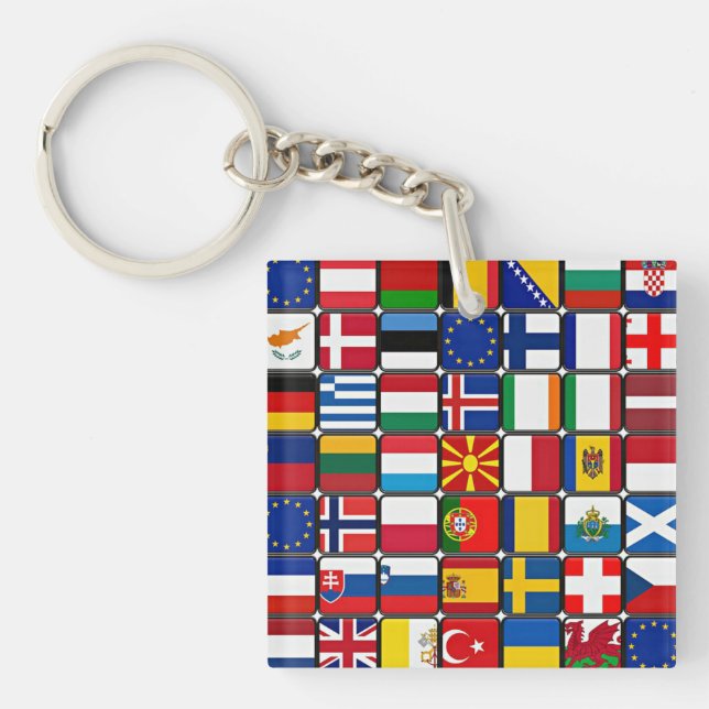 International Flag Collection, world flags, Key Ring (Front)