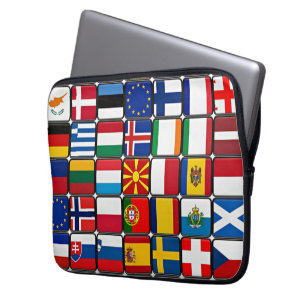 International flag collection, world flags laptop sleeve