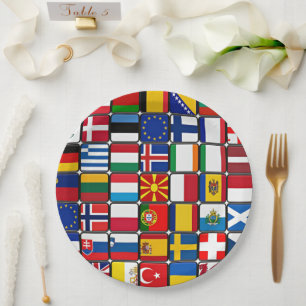 International flags collection, paper plate