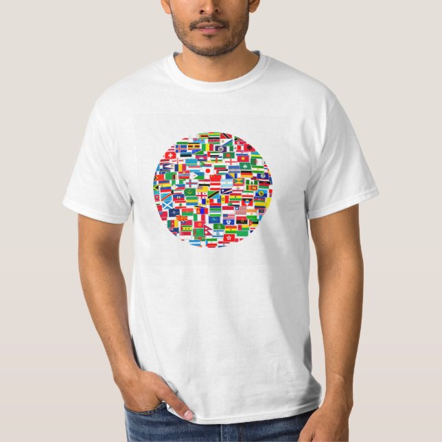 International Flags Pattern T-Shirt (Front)