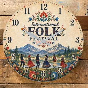 International Folk Festival Idaho Large Clock