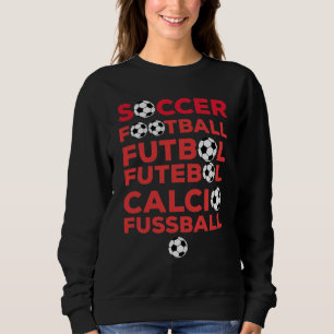 International Football Names Typography Red Sports Sweatshirt