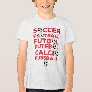 International Football Names Typography Red Sports Tri-Blend Shirt