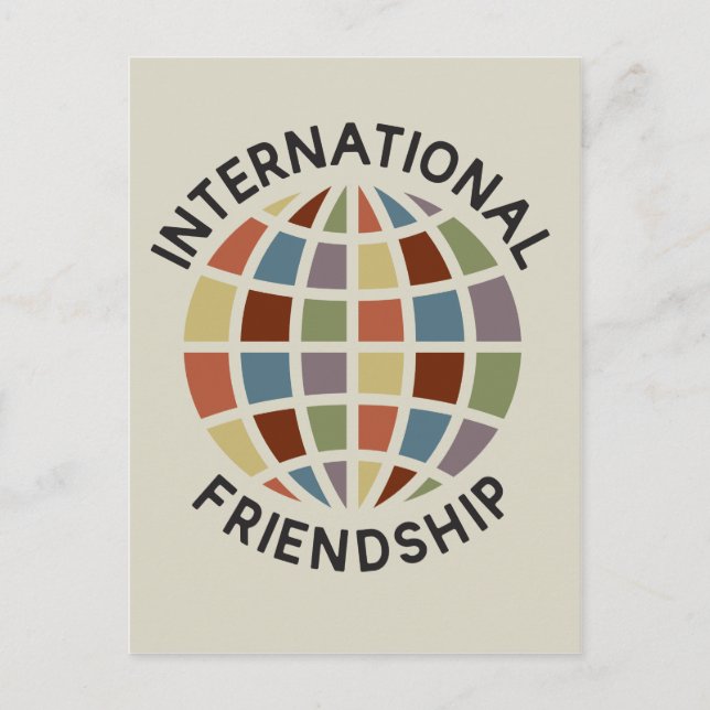 International Friendship with colourful globe icon Postcard (Front)