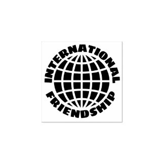International Friendship with globe icon Rubber Stamp