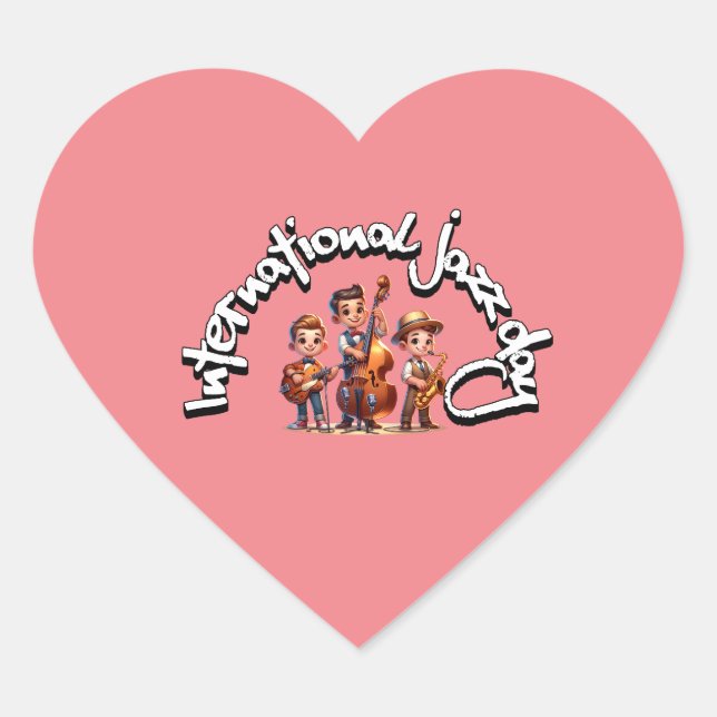 International Jazz Day Heart Sticker (Front)