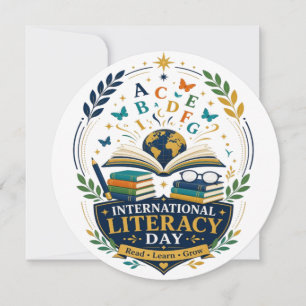 International Literacy Day Read Learn Invitation