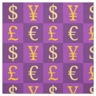 International money currencies signs pattern fabric