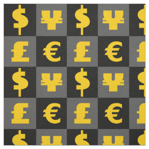 International money currencies signs pattern fabric