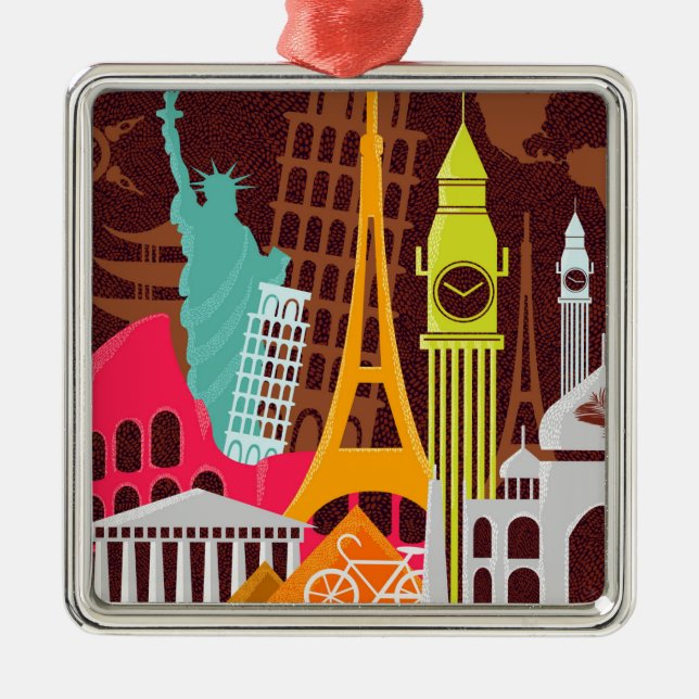 International Monuments Metal Tree Decoration (Front)