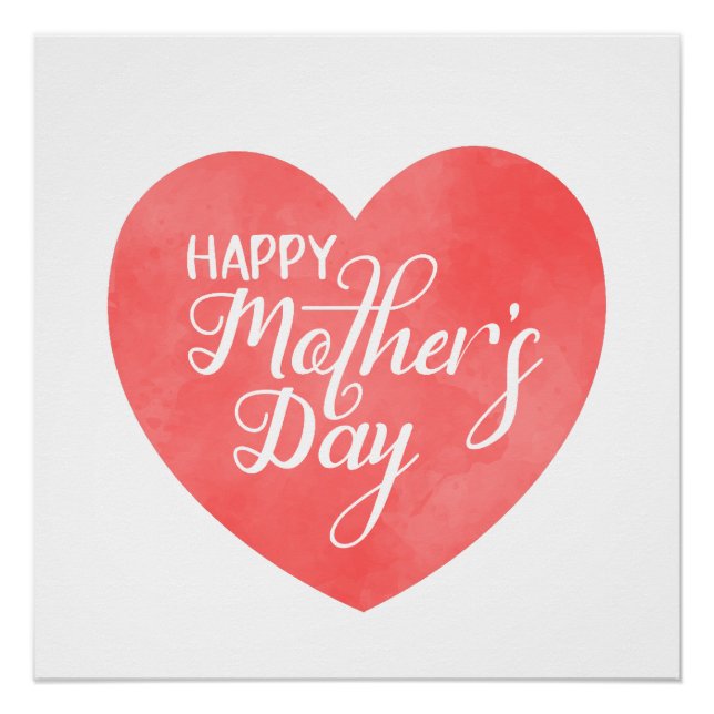 International mother's day design in pink heart poster (Front)