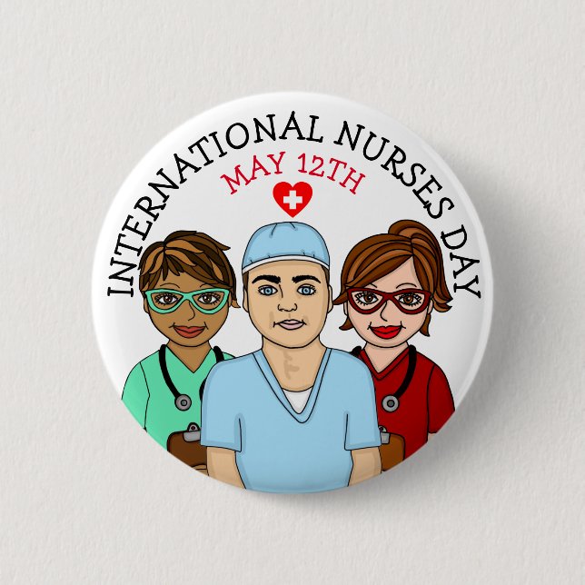 International Nurses Day May 12th   6 Cm Round Badge (Front)