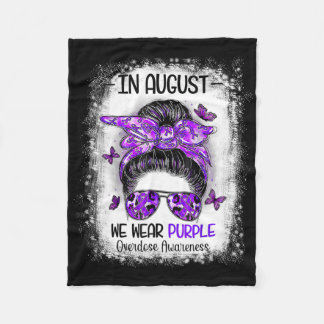 International Overdose Awareness Day Purple Messy  Fleece Blanket