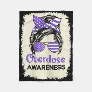 International Overdose Awareness Day Purple Ribbon Fleece Blanket