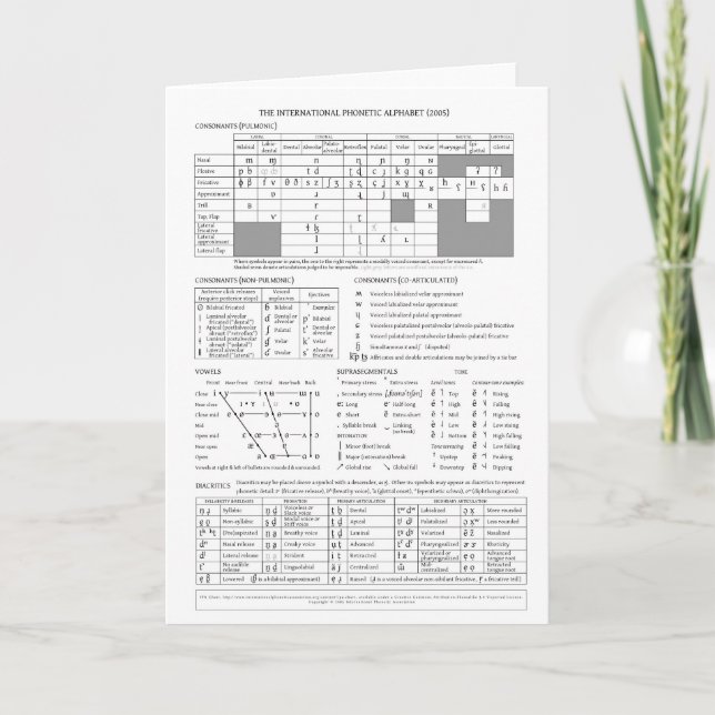 International Phonetic Alphabet Card (Front)