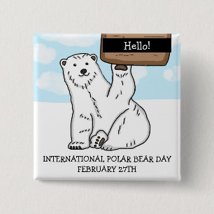International Polar Bear Day February 27th   15 Cm Square Badge