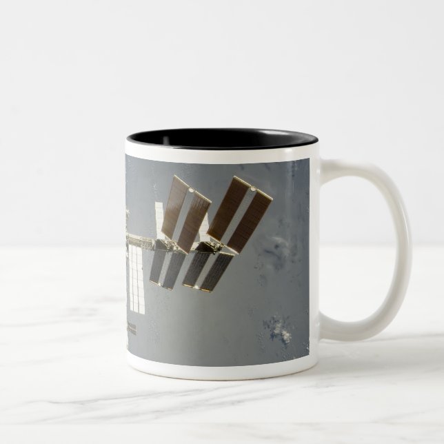 International Space Station backdropped Two-Tone Coffee Mug (Right)