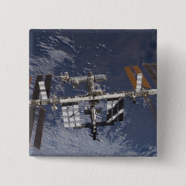International Space Station in orbit 15 Cm Square Badge (Front)