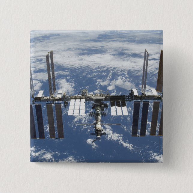 International Space Station in orbit 2 15 Cm Square Badge (Front)