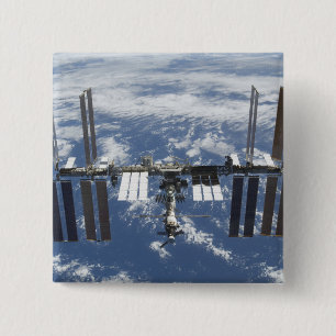 International Space Station in orbit 2 15 Cm Square Badge