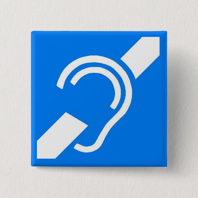 International Symbol for the Deaf 15 Cm Square Badge (Front)