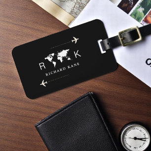 International Travel Aeroplanes and World Map Luggage Tag