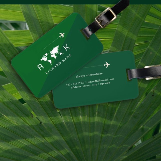 International Travel worldwide monogram GREEN Luggage Tag (Creator Uploaded)