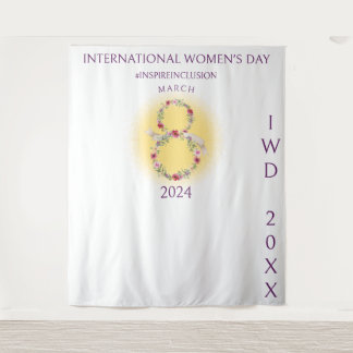 International Women Day Inspire Inclusion Backdrop Tapestry