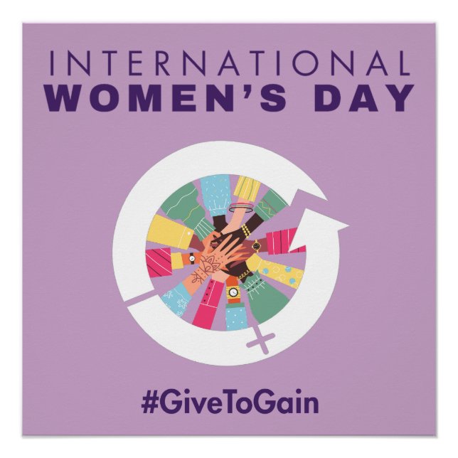 International Women’s Day 2026 Give To Gain Poster (Front)