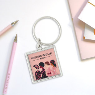 International Women’s Day Global Women Pink Floral Key Ring