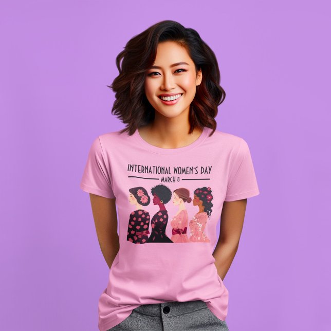 International Women’s Day Global Women Pink Floral T-Shirt (Creator Uploaded)