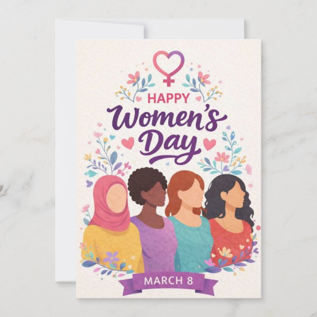 International Women’s Day Modern Elegant Stron Holiday Card (Front)