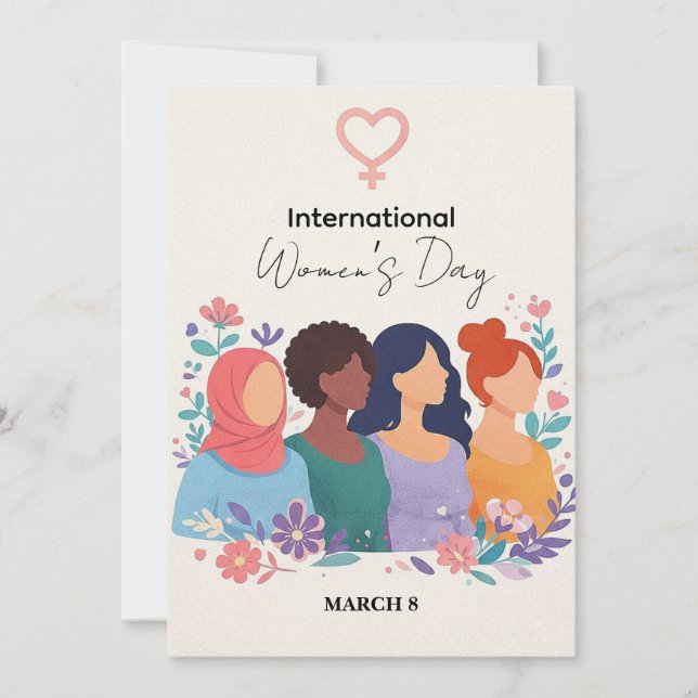International Women’s Day Modern Elegant Strong Holiday Card (Front)