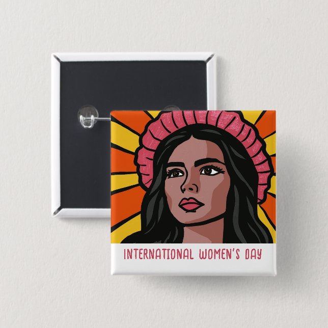 International Women's Day 15 Cm Square Badge (Front & Back)