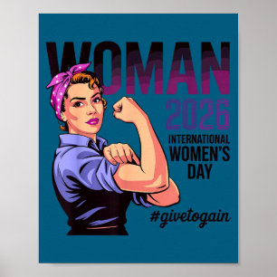 International women's day 2026 give to gain march poster