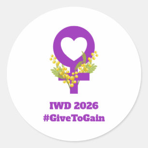 International Women's Day 2026 IWD Give To Gain Classic Round Sticker