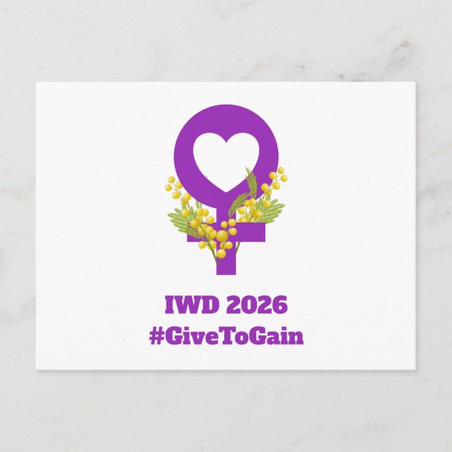 International Women's Day 2026 IWD Give To Gain Postcard (Front)