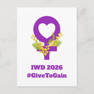 International Women's Day 2026 IWD Give To Gain Postcard