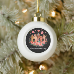 International Women's Day 8 March 2026 Ceramic Ball Christmas Ornament