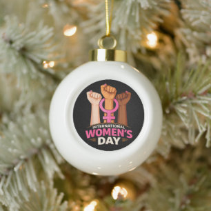 International Women's Day 8 March Ceramic Ball Christmas Ornament