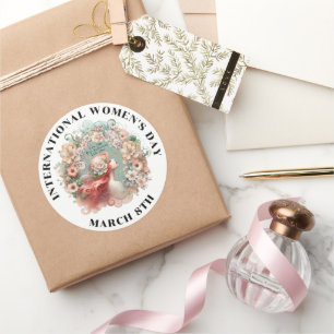 International Women's Day 8th March Feminine Classic Round Sticker
