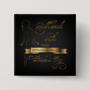 International Women's Day Elegant Gold 15 Cm Square Badge