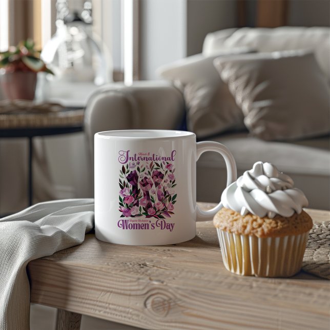 International Women's Day Floral Fists March 8 Two-Tone Coffee Mug (Creator Uploaded)