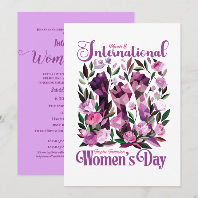 International Women's Day Floral Fists Postcard (Front/Back)