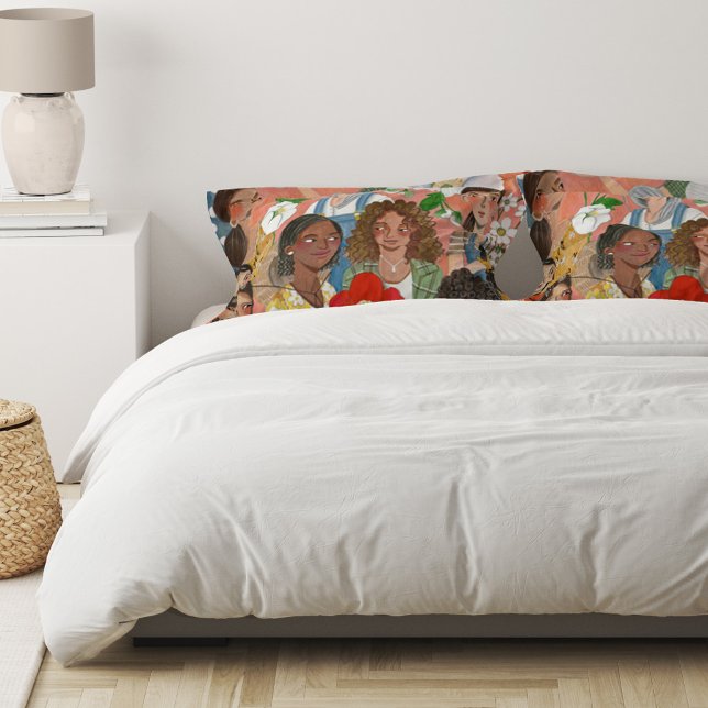 International Women's Day Floral illustration Pillowcase (Creator Uploaded)